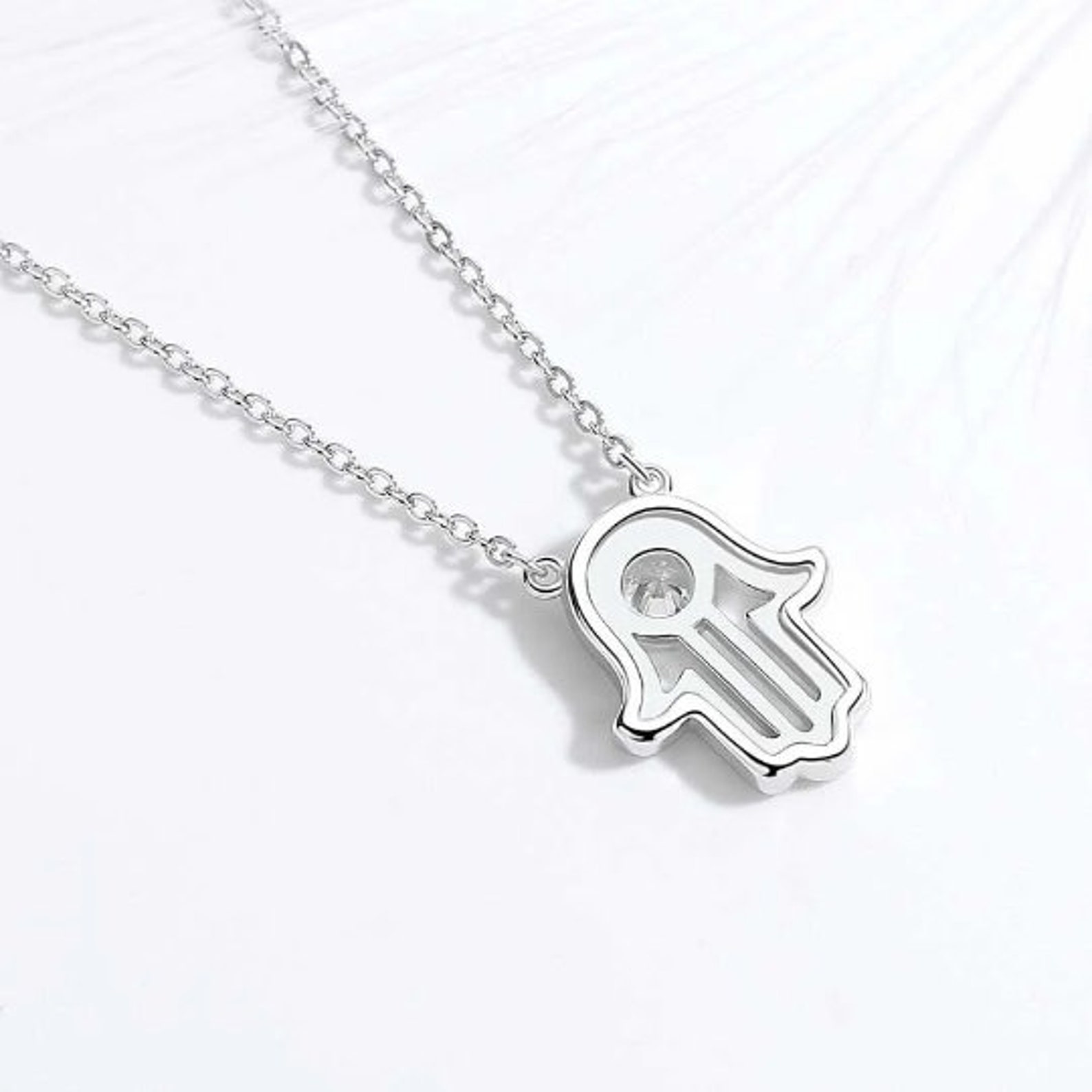 Handmade Amazigh Kabyle 925 Sterling Silver Zircon Pendant Necklace