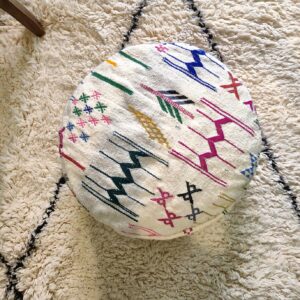 Berber Set Handmade Kilim Vintage Wool Footstool Pouf