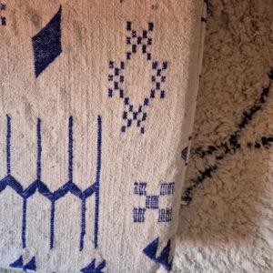 Berber Kilim Square Cover Blue Wool Floor Pouf