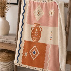 Berber Amazigh Pottery Symbol Soft Plush Sherpa Throw Blanket
