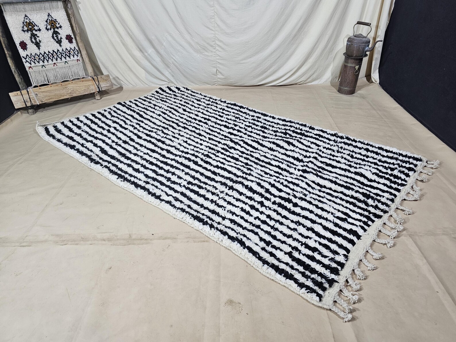 Berber Handwoven Maroccan Authentic Wool Carpet Geometric Rug