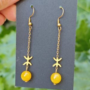 Amazigh Boucles d'oreilles YAZ tifinagh acier inoxydable avec pierres naturelles Adaptation moderne
