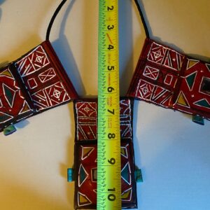 Amazigh Taureg Leather Necklace XL Colorful African on leather braided rope OOAK