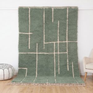 Berber Custom Design Wool Geometric Neutral Living Room Rug