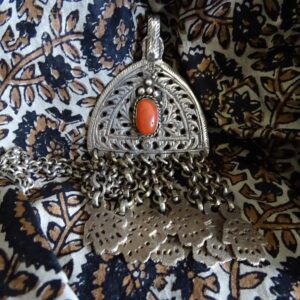 Berber Rare Antique Fine Silver Chain Pendant Necklace