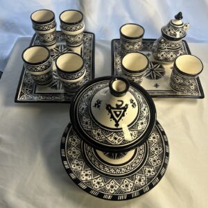 Amazigh Handpainted Ceramic Serving Set Teapot Juice Tagine