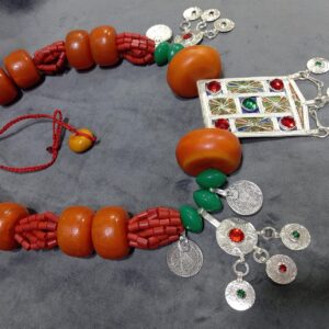 Berber Handmade Amber Coral Style Statement Ethic Necklace