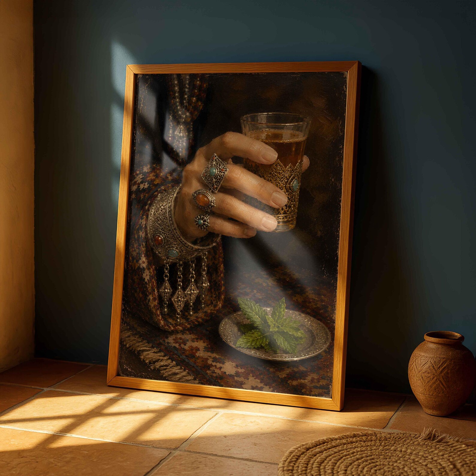 Amazigh Woman Mint Tea Berber Jewelry Digital Wall Art