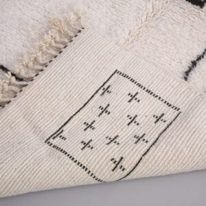 Custom Amazigh Berber Ivory Geometric Natural Wool Living Room Rug
