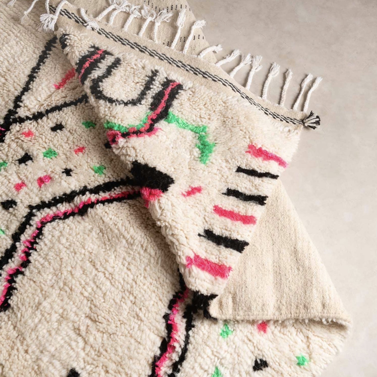 Berber Pink Abstract Handmade Wool Area Colorful Rug