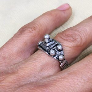 Handmade Amazigh Berber Solid Silver Geometric Pyramid Cone Ring