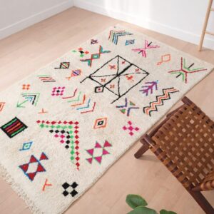 Berber Handmade Wool Colorful Symbols Boho Tribal Rug