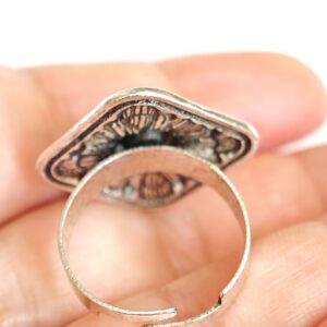 Amazigh Ring in métal argenté émaillé kabyle- - berbère