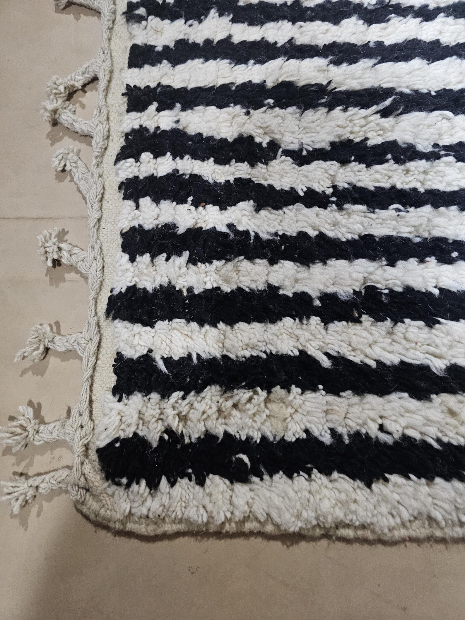 Berber Handwoven Maroccan Authentic Wool Carpet Geometric Rug