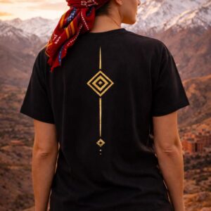 Amazigh Sigil T-Shirt Heritage Gold Graphic Tee Black