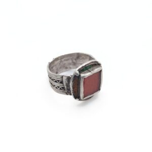 Amazigh Red glass and enamel ring size 11.5