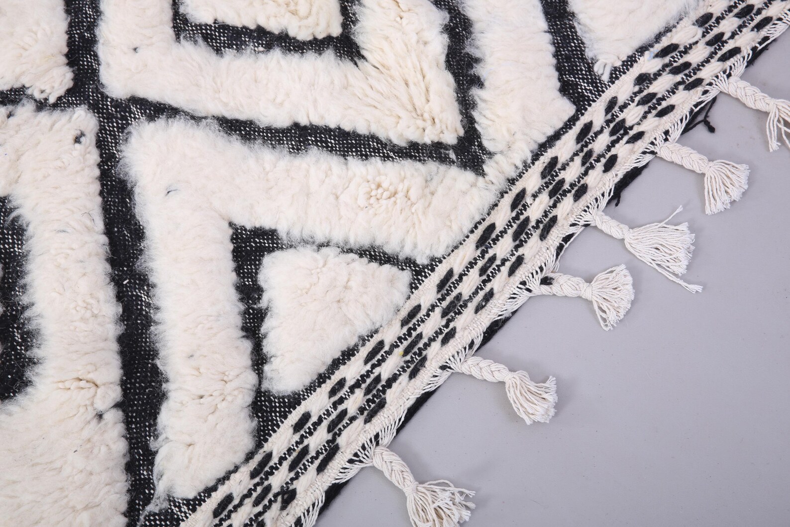 Custom Amazigh Berber Wool Neutral Living Room Geometric Handmade Rug