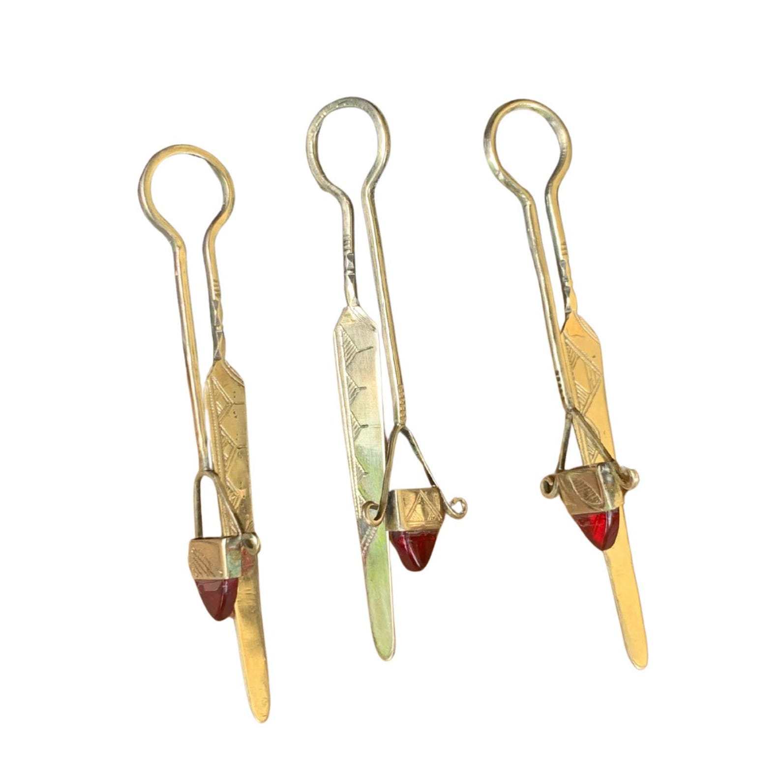 Berber Handmade Tuareg Engraved Metal Red Stone Bookmark