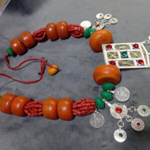 Berber Handmade Amber Coral Style Statement Ethic Necklace