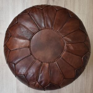Amazigh Premium XL Scandinavian Leather Brown Chocolate Pouf