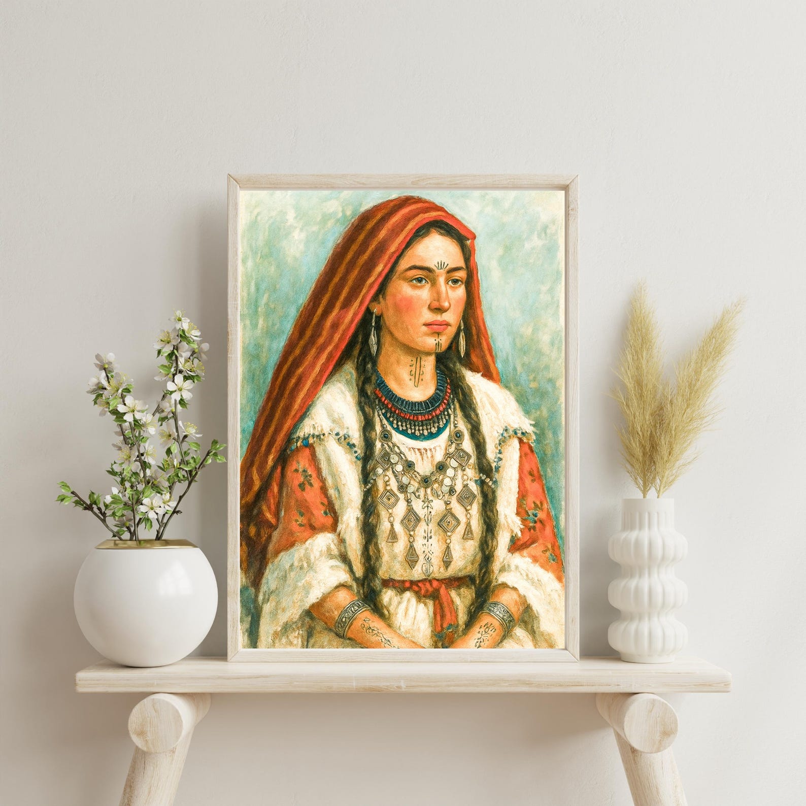 Amazigh Woman Berber Portrait Digital Art Print Carpet Rug