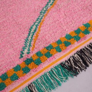 Berber Custom Design Pink Wool Geometric Living Room Rug