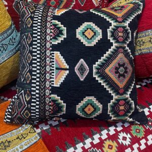 Handmade Amazigh Berber Cotton Chenille Woven Pattern Throw Pillow
