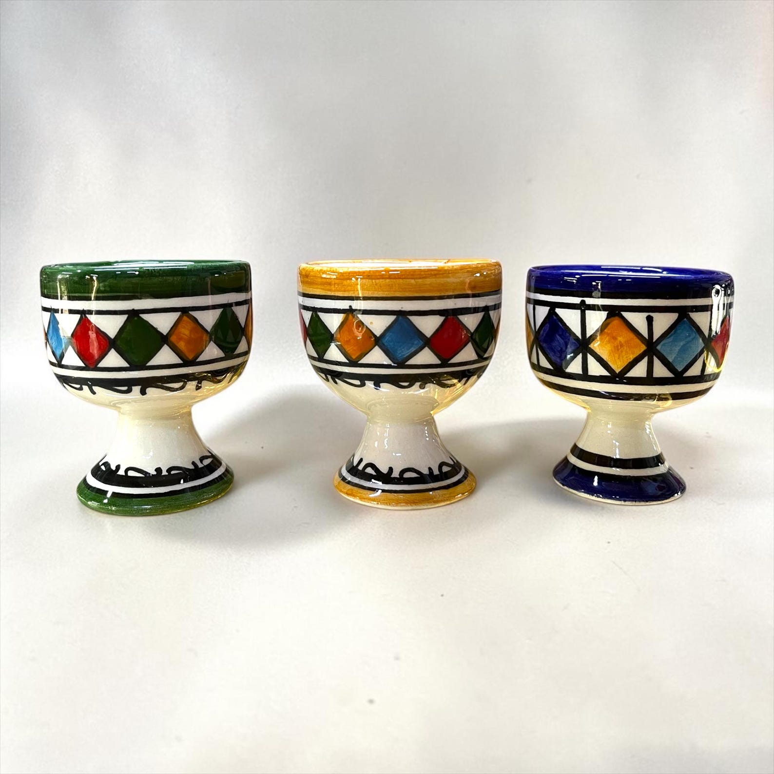 Amazigh Handmade Ceramic Egg Cups Set Hand Mug