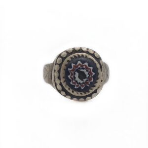 Amazigh Antique Silver Chevron Bead Ring Size 7