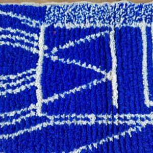 Amazigh Royal Blue Wool Tribal Handwoven Runner Rug