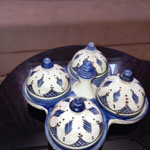 Amazigh Handmade Spice Set Blue Pottery Ceramic Piece