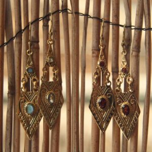 Berber Tuareg Labradorite or Garnet Gemstone Boho Earrings