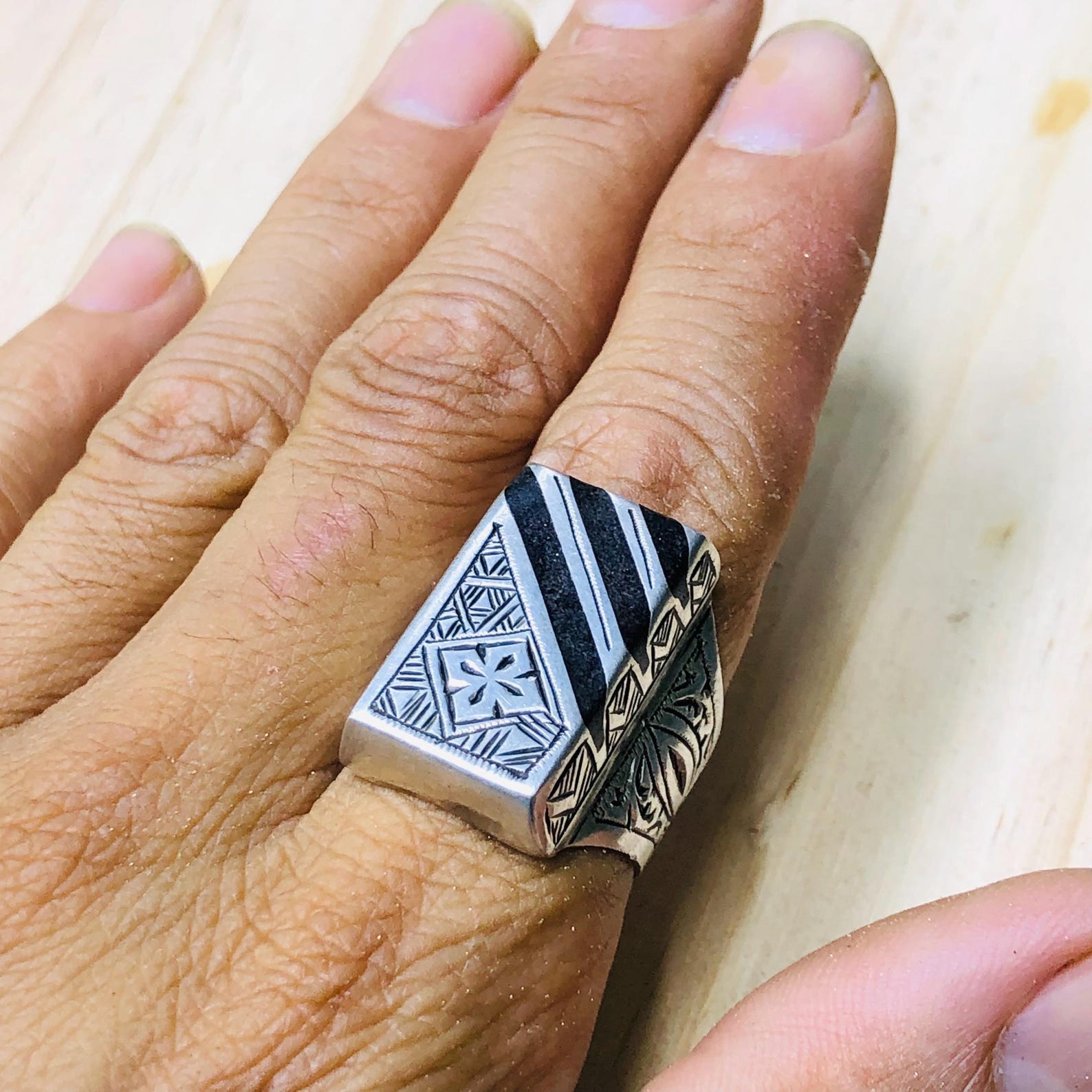 Amazigh Gravure amazighe Ring Silver Tribal Touareg Berbère
