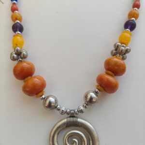 Berber Ethnic Spiral Horn Pendant Silver Plated Necklace
