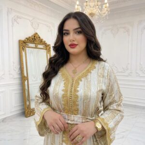 Amazigh Caftan Dress Jawhara Luxury Belt Elegant Kaftan