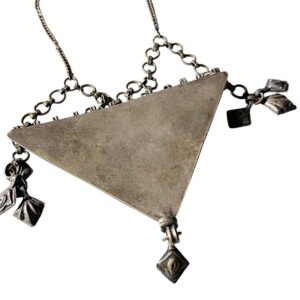 Berber Antique Hand Engraved Silver Alloy Amulet Necklace