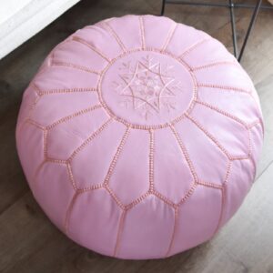 Berber Artisanal Leather Pouffe baby room Delivered Pouf