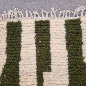 Amazigh Olive Green Striped Thread Handmade Custom Rug