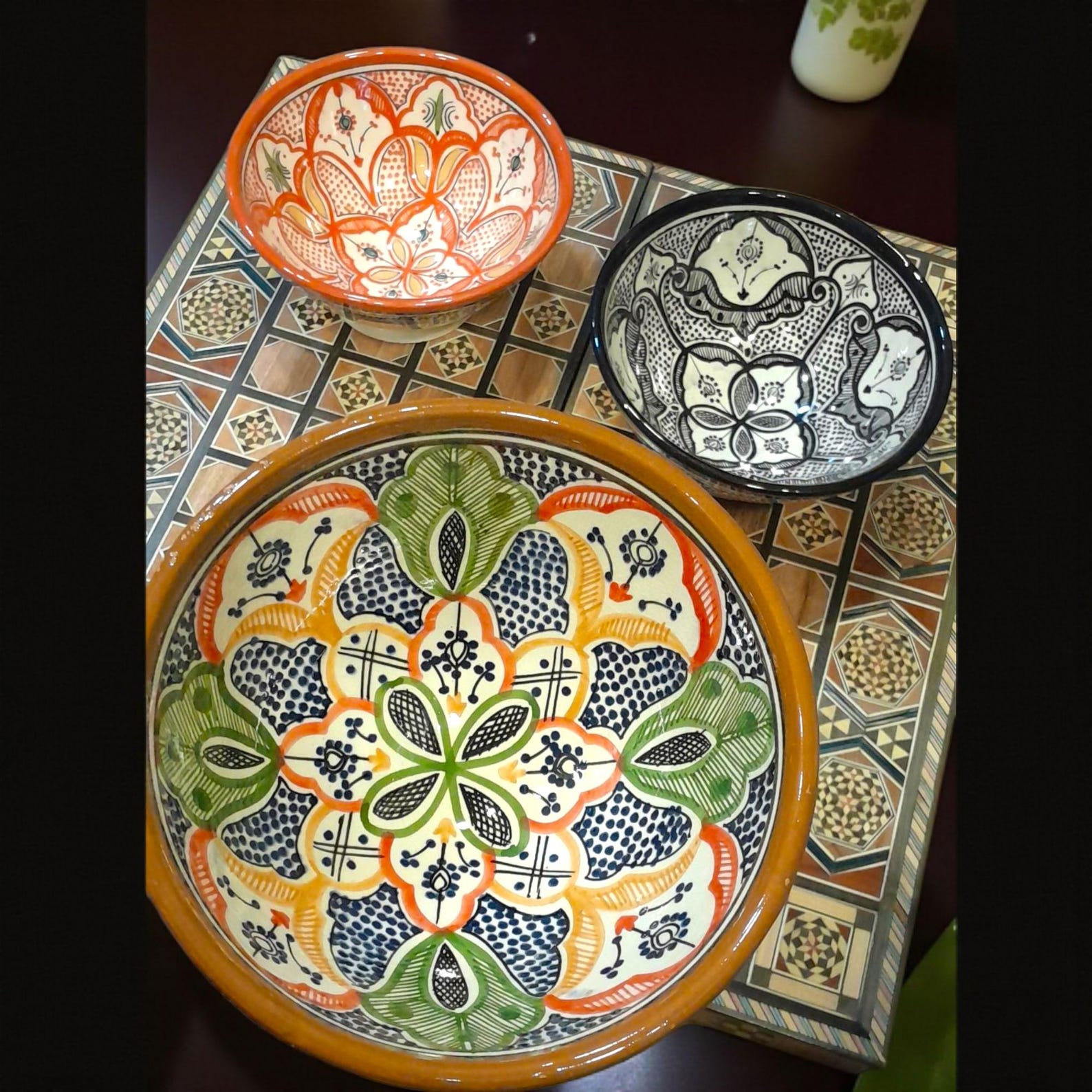 Amazigh Hand-Painted Ceramic Bowls Set Traditional Colorful Bowl