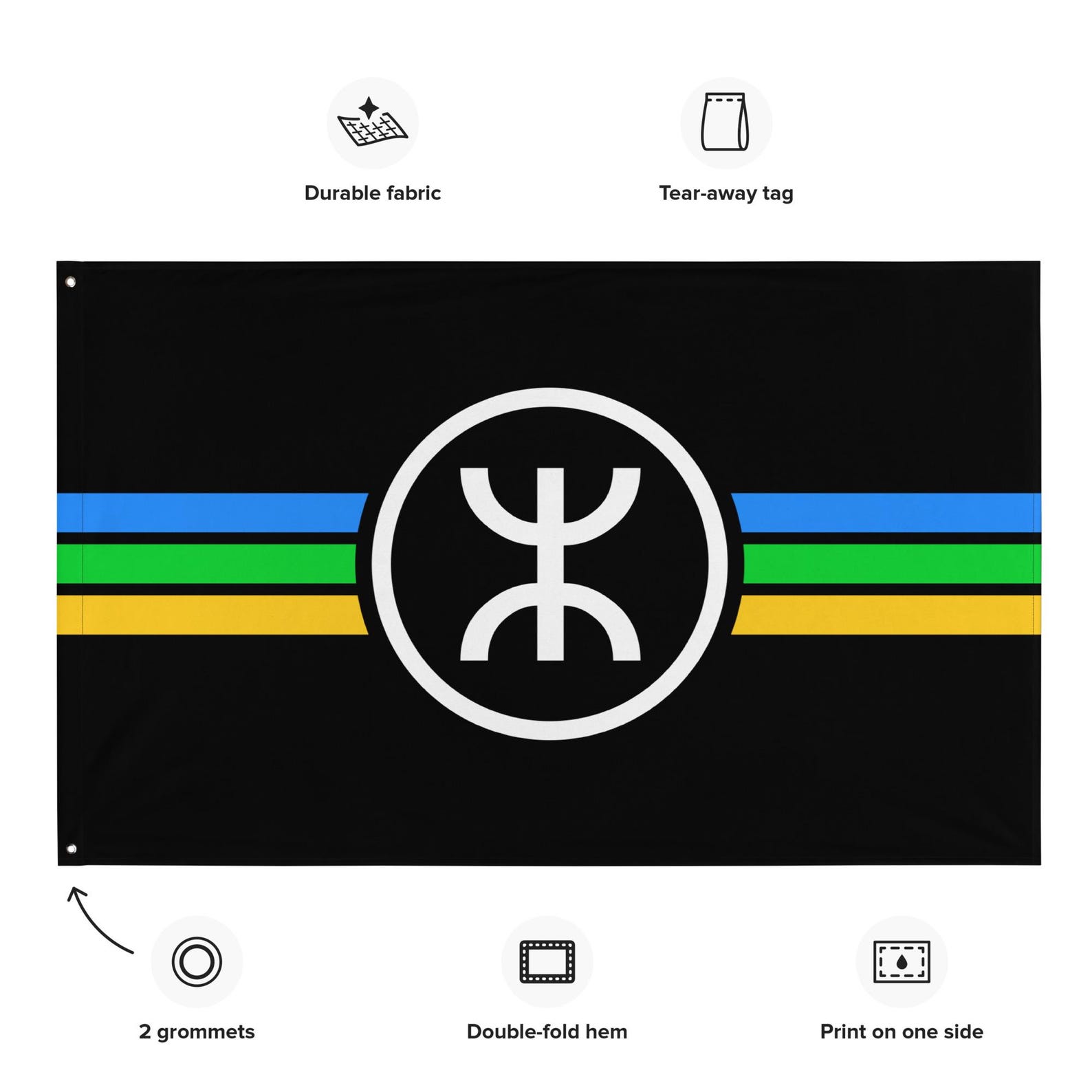 Berber Anarchist Flag North African Indigenous Banner 3x5