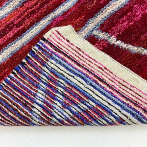 Berber Handwoven Red Wool Geometric Tribal Area Rug