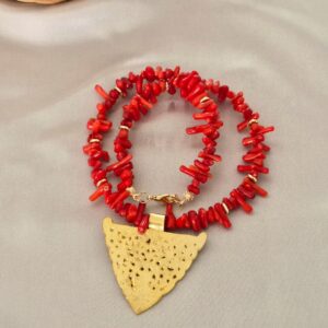Amazigh Kabyle Red Coral Medallion Corail Necklace Jewelry