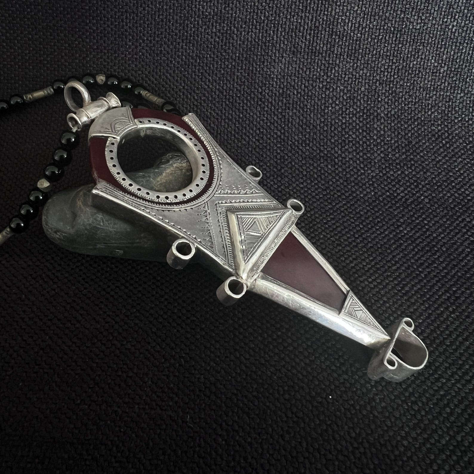 Berber Tanfuk Silver Carnelian Pendant Necklace with Style