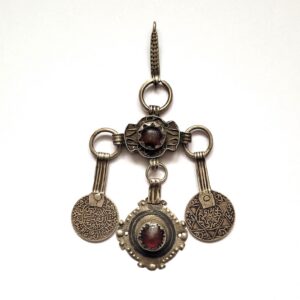 Amazigh Silver Pendant with Vintage Coin Charms Pendentif