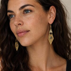 Berber Tuareg Labradorite or Garnet Gemstone Boho Earrings