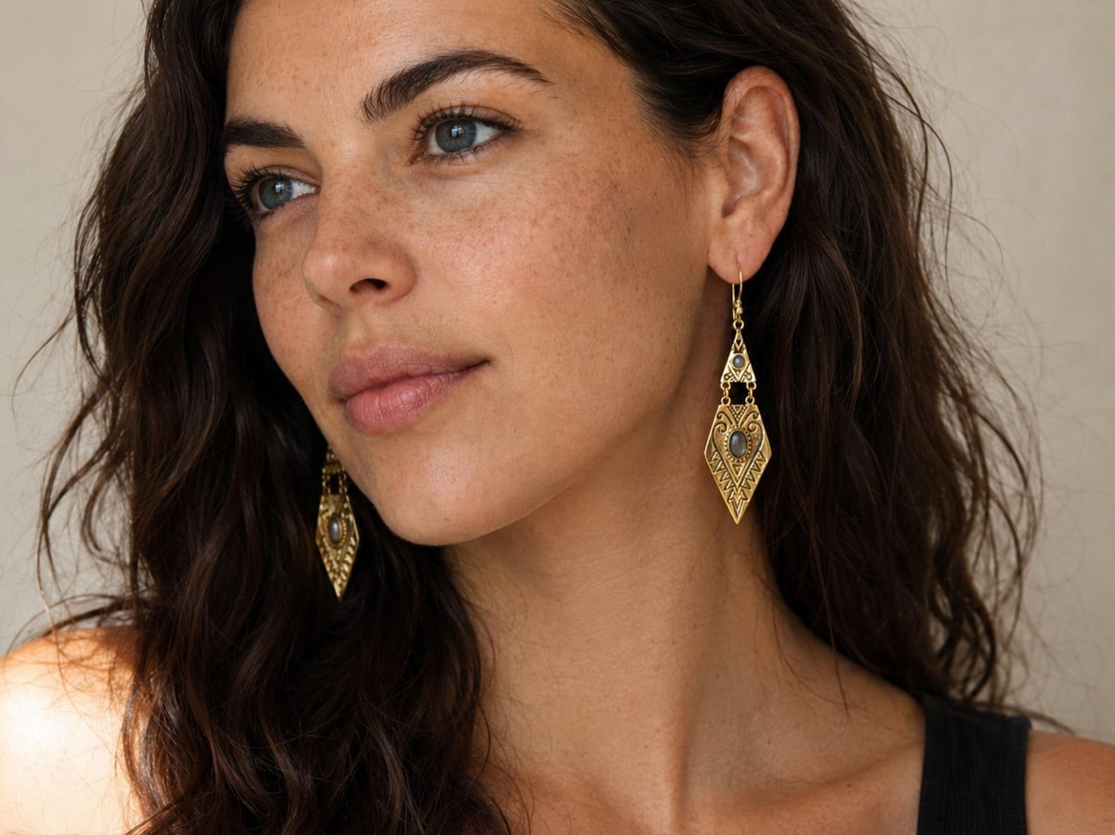 Berber Tuareg Labradorite or Garnet Gemstone Boho Earrings