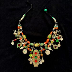 Amazigh Ancien Silver émaillé Necklace berbère deux rangs