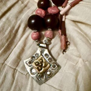 Berber Handmade Colorful Stamped Pendant Beaded Vintage Necklace