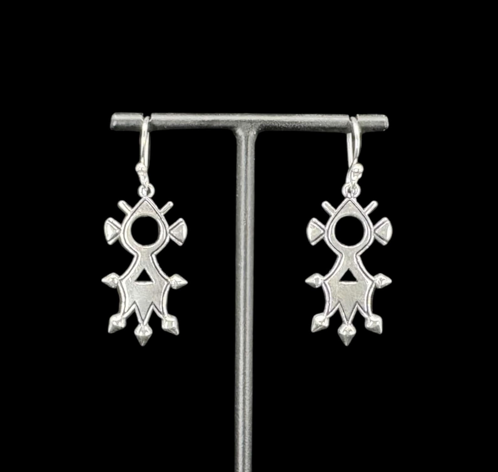 Amazigh Stylized Cross Silver Plated Berbères Earrings Symbol