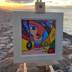 Amazigh Women Folk Painting Wood Eye Wall Art